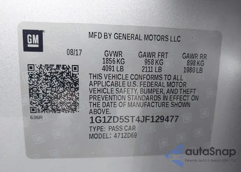 2018 Chevrolet Malibu Lt from USA, damaged, VIN 1G1ZD5ST4JF129477